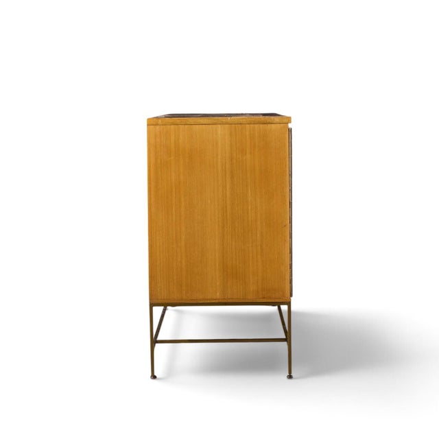 Calvin Furniture Paul McCobb for Calvin Irwin Collection Mid Century Bleached Mahogany and Brass Credenza and Hutch For Sale - Image 4 of 15