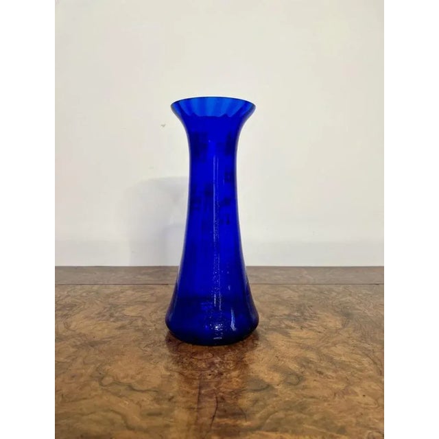 Antique Mary Gregory Blue Glass Vase, 1890 For Sale - Image 3 of 5