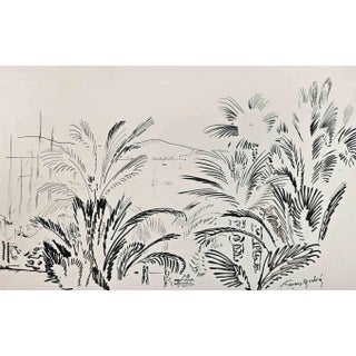 François Quelvée, Landscape, Ink Drawing, Mid-20th Century For Sale