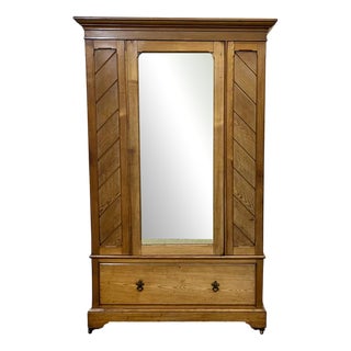 Early 20th Century English Ash Wardrobe For Sale