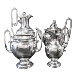 Mid 19th Century Antique Silver Plate Tea Set with Knights Head Finial Greek Revival- 4 Pieces