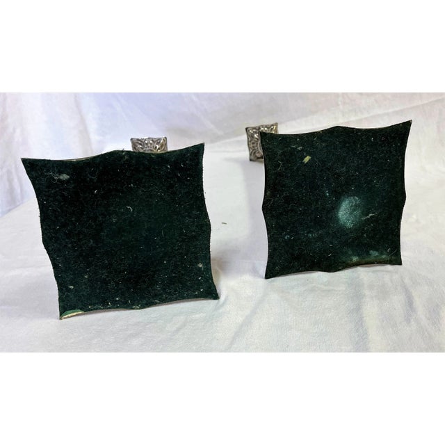 Metal Vintage Large Corinthian Style Silverplate Candlesticks- a Pair For Sale - Image 7 of 10