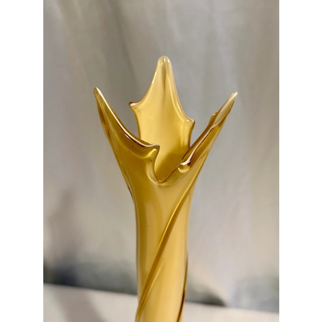 Murano Vintage Murano Vase Yellow Amber Art Glass For Sale - Image 4 of 7