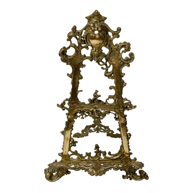 Substantial Antique Brass Victorian Style Table Easel For Sale