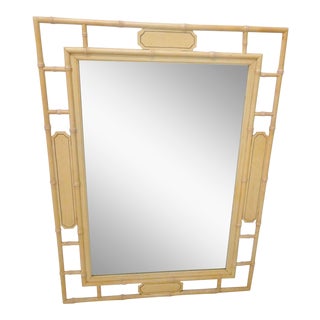 Yellow Faux Bamboo Mirror For Sale