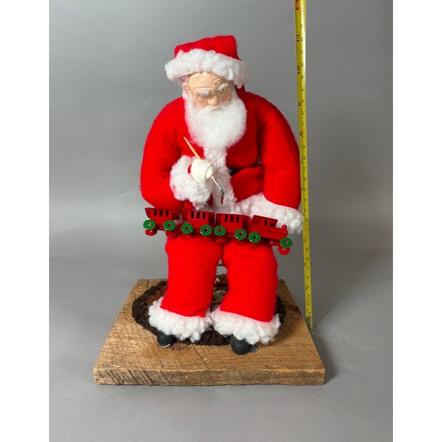 Vintage American Folk Art Santa Claus Toymaker Christmas Sculpture With Train For Sale - Image 12 of 12