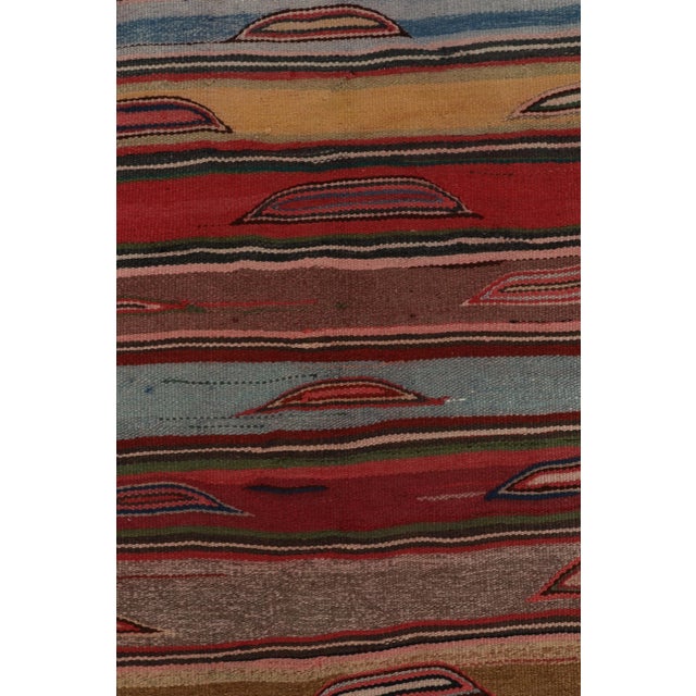 Traditional Vintage Heriz Persian Kilim in Pink and Colorful Geometric Stripes - Rug & Kilim For Sale - Image 3 of 7