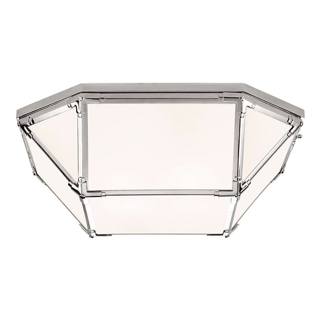 Suzanne Kasler for Visual Comfort Signature Morris Large Flush Mount in Polished Nickel with White Glass For Sale