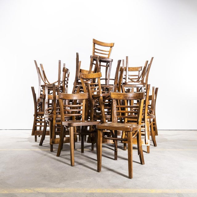 Vintage Oak Bentwood Dining Chairs, 1960s, Set of 4 For Sale - Image 4 of 8