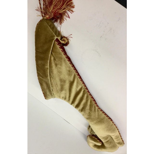 2010s Vintage High Heel Upholstery Tasseled Hanging Stocking For Sale - Image 5 of 11