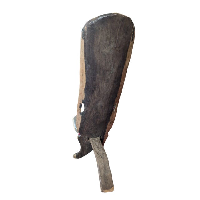 African 1950s Vintage African Palaver Chair, Handmade Tribal Hardwood Chair For Sale - Image 3 of 12