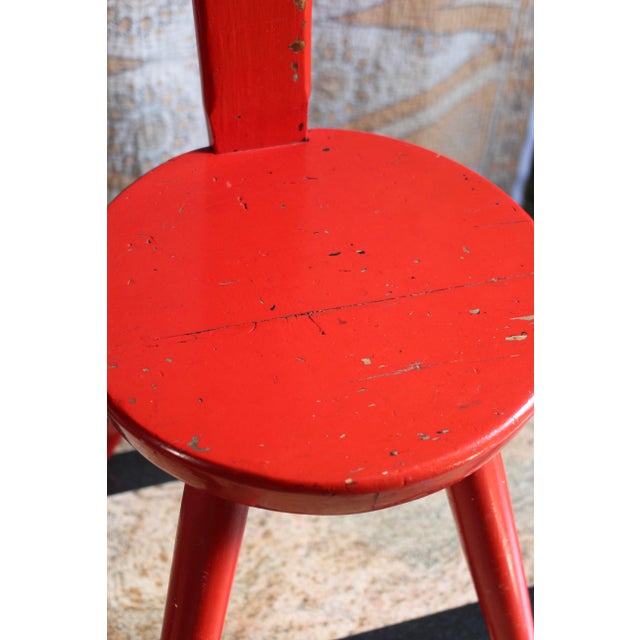 Mid-Century Modern Handmade Red "Keyhole Chair" in the Style of William Fetner For Sale - Image 3 of 9