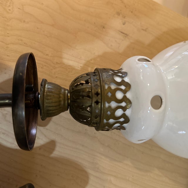 Vintage Brass Wall Sconce With Vintage Gas Shade For Sale - Image 4 of 5