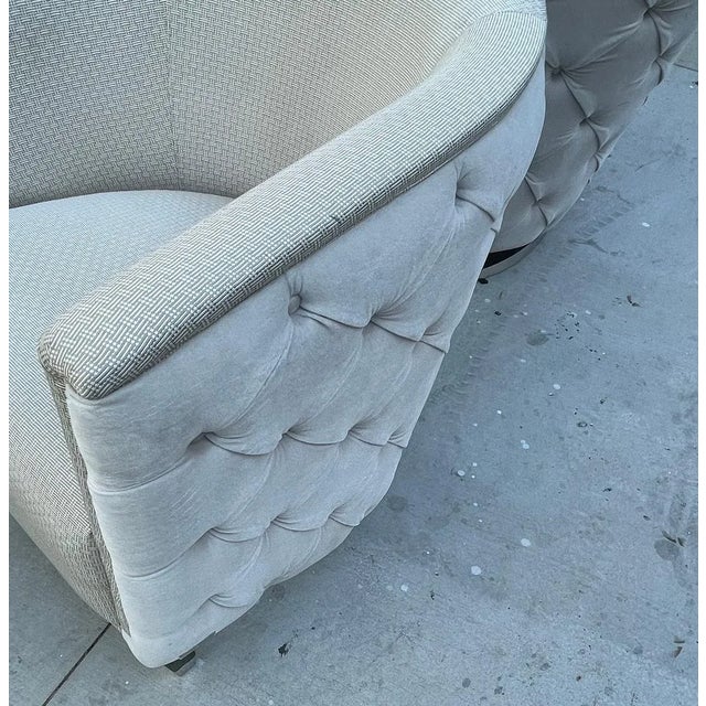 Gray Early 21st Century Luxury Living Tufted Back Lounge Chairs - A Pair For Sale - Image 8 of 13