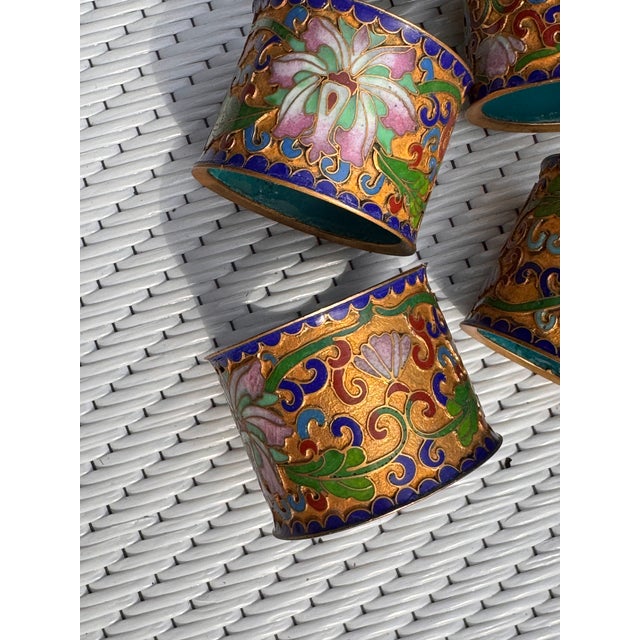 Cloisonné Enameled Napkin Rings Set of 8 + 1 For Sale - Image 12 of 15