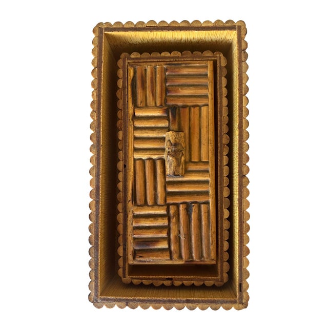 Vintage Bamboo Parquet Boxes With Bamboo Root Pulls, Graduated - Set of 4 For Sale - Image 10 of 13