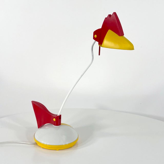 Postmodern Red and Yellow Toucan Table Lamp from Brilliant Leuchten, Germany, 1980s, in Good conditions. Designed 1980 to...