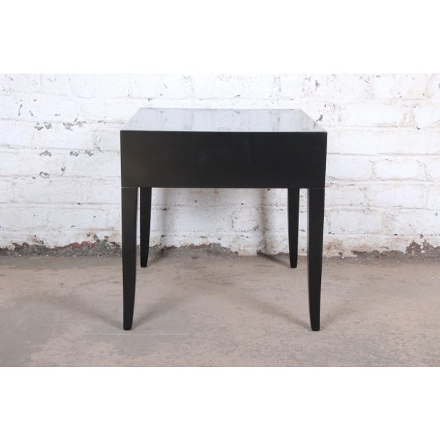 John Widdicomb Mid-Century Modern Black Lacquered Nightstand or Side Table, Newly Refinished For Sale - Image 11 of 13