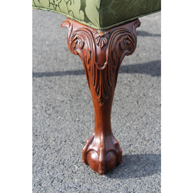 Southwood Mahogany Library Chair With Green Silk Upholstery For Sale - Image 12 of 18