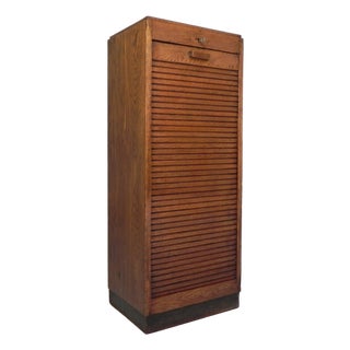 Oak Roller Shutter Cabinet, 1930s For Sale
