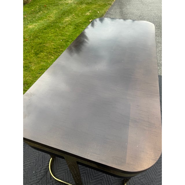 Mid-Century Modern Floating-Top Walnut Desk With Brass Base by John Stuart For Sale - Image 11 of 16