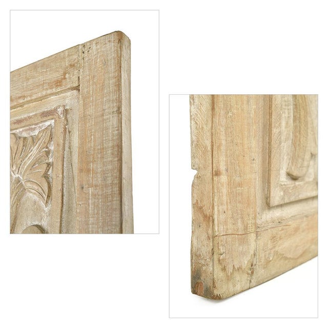 Indian Carved Wooden Wall Panel with Floral Decoration For Sale - Image 5 of 7