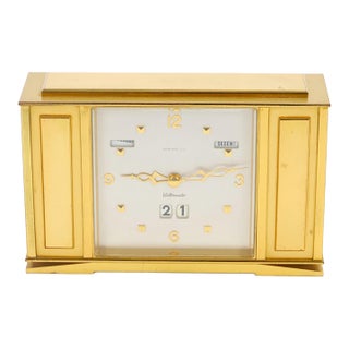 Tiffany & Co. Gilt Bronze Rectangular Desk Clock With Volumatic Dial, Circa 1960 For Sale