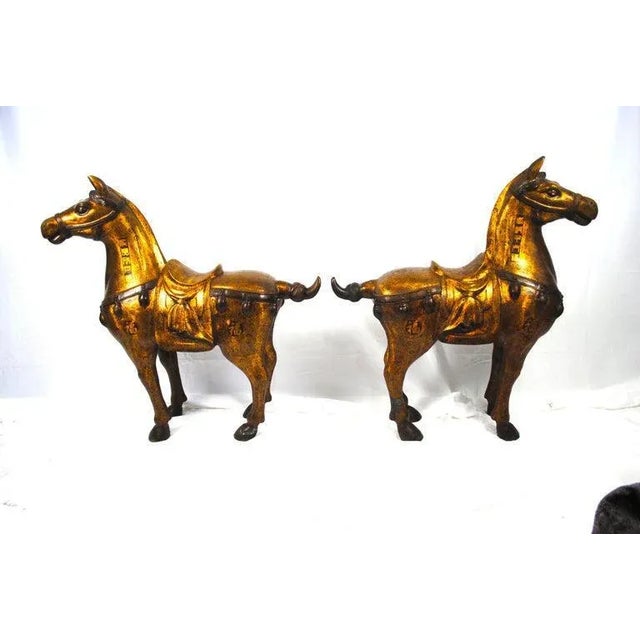 20th Century Gilded Bronze Gift Horses, Set of 2 For Sale - Image 5 of 6