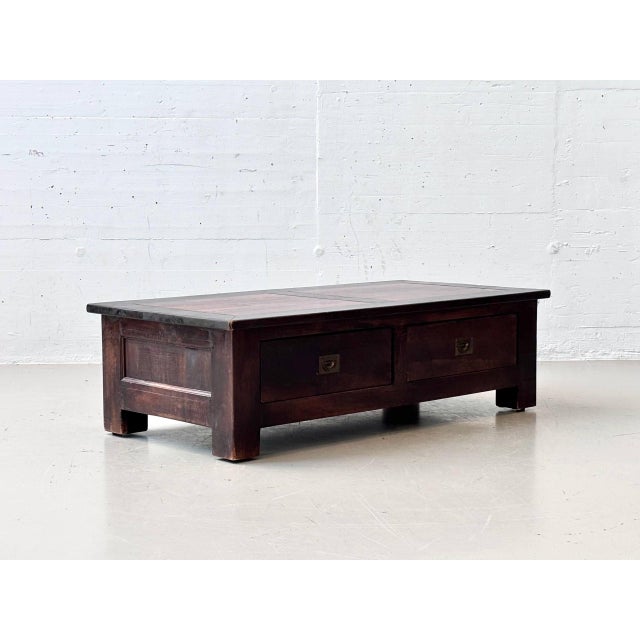 Brown Colonial Coffee Table with Drawers For Sale - Image 8 of 16
