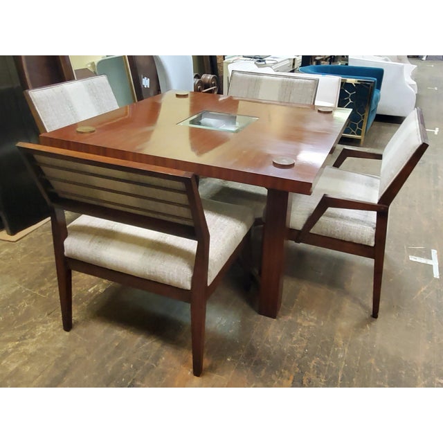 Henredon Furniture Venue Walnut Mid Century Modern Square Dining