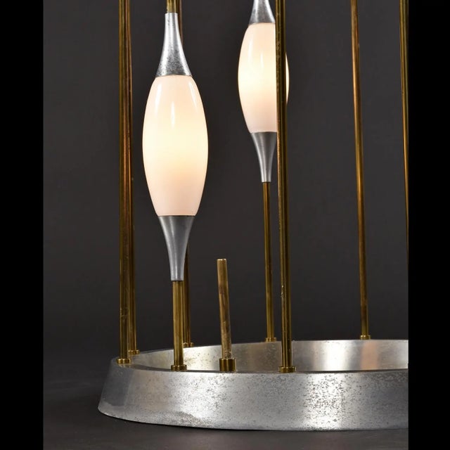 Mid-Century Modern Lightolier Gold Colored Brass Waterfall Raindrop Bird Cage Lamp For Sale - Image 11 of 11