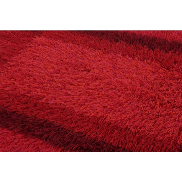Vintage Swedish Rya Rug With Crimson Red Geometric Grid - Rug & Kilim For Sale In New York - Image 6 of 9