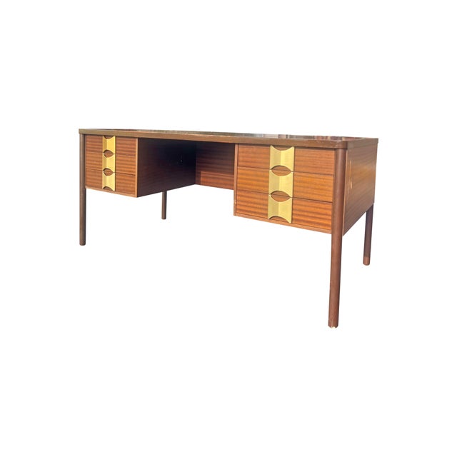 Vintage Modern Italian Designer Desk With Brass Pulls in Herman Miller Style For Sale - Image 15 of 16