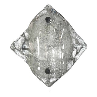 Vintage Wall Sconce in Frosted Ice Glass from Kalmar Leuchten, Austria, 1970s, Set of 2 For Sale