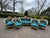 1900s French Louis XVI Blue/Green Velvet Beech Sofa Set 5pc For Sale - Image 6 of 18