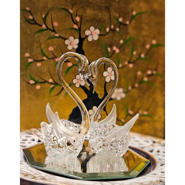 Mid 20th Century Hand Blow Glass Swan Lovers For Sale - Image 9 of 11