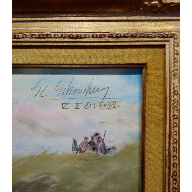 Glass 1970s Vintage "Nude Blonde Laying on a Outdoor Field" Painting by Sheldon C Schoenberg For Sale - Image 7 of 11