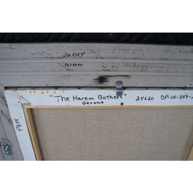 Mid 20th Century The Harem Bathhouse Nude Hookah Smoking Oil Painting After Jean Leon Gerome 31" For Sale - Image 10 of 12