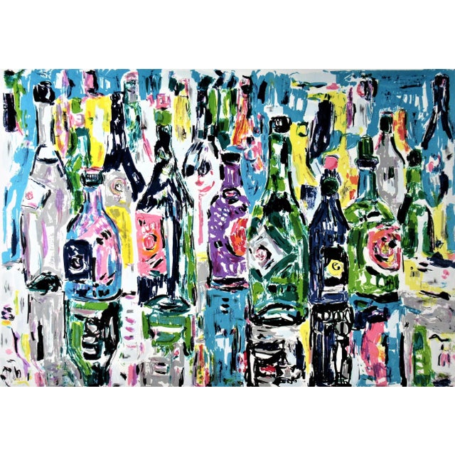 This artwork titled "Bottles" 1980 is an original lithograph on Arches paper by Israeli artist Amos Yaskil, b.1935. It is...
