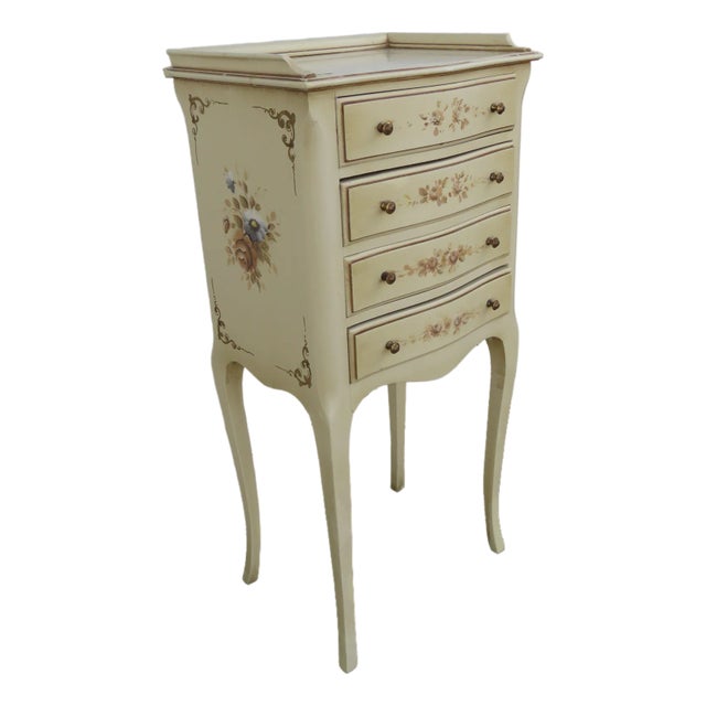 French Shabby Chic Painted Tall Narrow Nightstand Side End Table 6327 For Sale