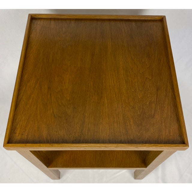 Edward Wormley Pair of Oak Two Tiered End/Side Tables Attributed to Ed Wormley For Sale - Image 4 of 7