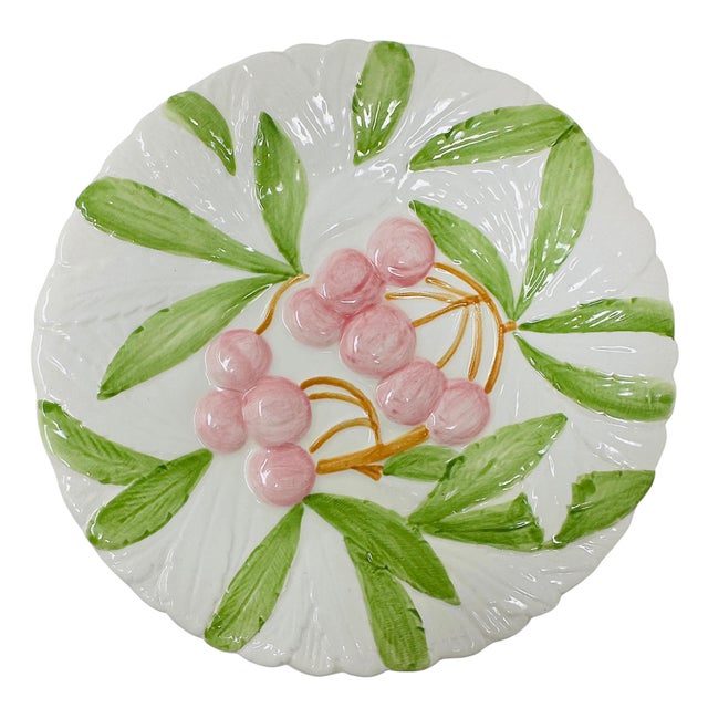 1980s Rare Shafford "Fruit Du Jour" Majolica-Style Hand-Painted Ceramic Plates - Set of 9 For Sale - Image 10 of 18