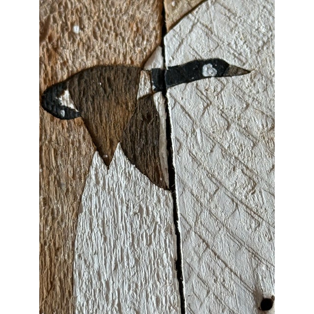 Large Vtg. 1989 Wood Inlay Geese Landscape Art Signed by C. Pruitt Inscribed 19th C. Wood Lath For Sale - Image 12 of 18