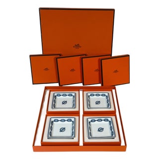 Late 20th Century Hermès Paris Chaîne d'Ancre Porcelain Nut or Sweetmeat Dishes, Set of Four For Sale