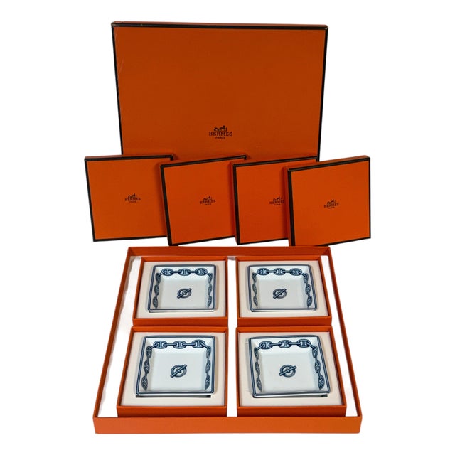 Late 20th Century Hermès Paris Chaîne d'Ancre Porcelain Nut or Sweetmeat Dishes, Set of Four For Sale