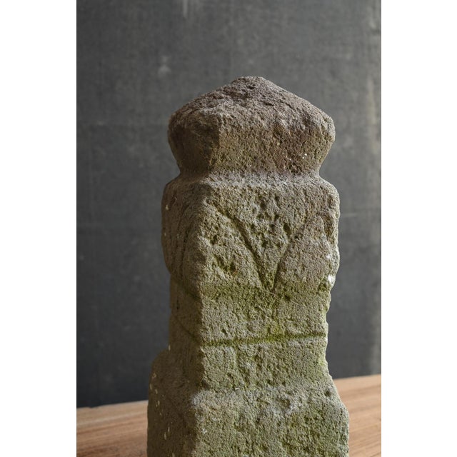Antique Japanese Stone Pagoda Finial Fragment / Edo Period / Carved Lotus Base For Sale - Image 10 of 17