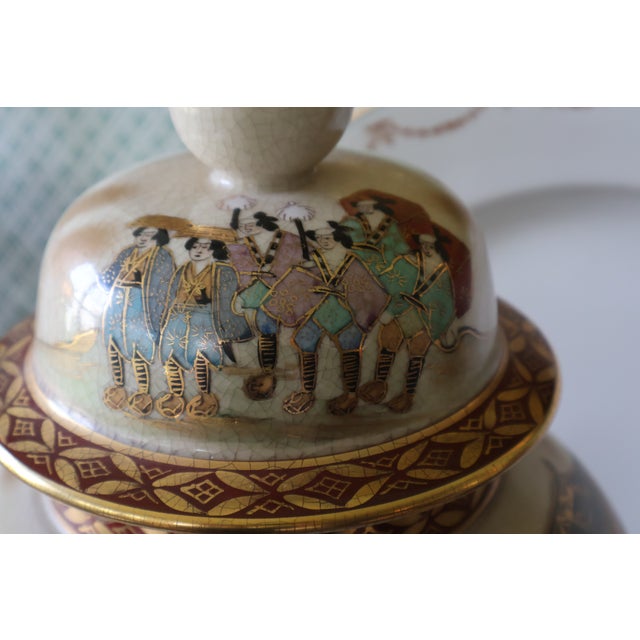 Late 19th Century Antique Meiji Japanese Satsuma Procession Jar Lamp by Jukō For Sale - Image 5 of 18