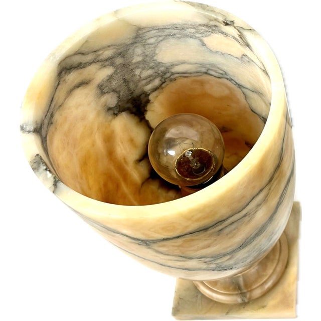Stone Pair of Italian Alabaster Urn Table Lamps For Sale - Image 7 of 12
