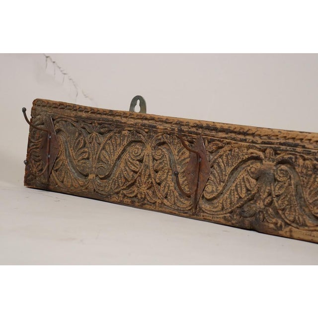 Antique Wood Handcarved Wall Coat Rack, 1890s For Sale - Image 5 of 17