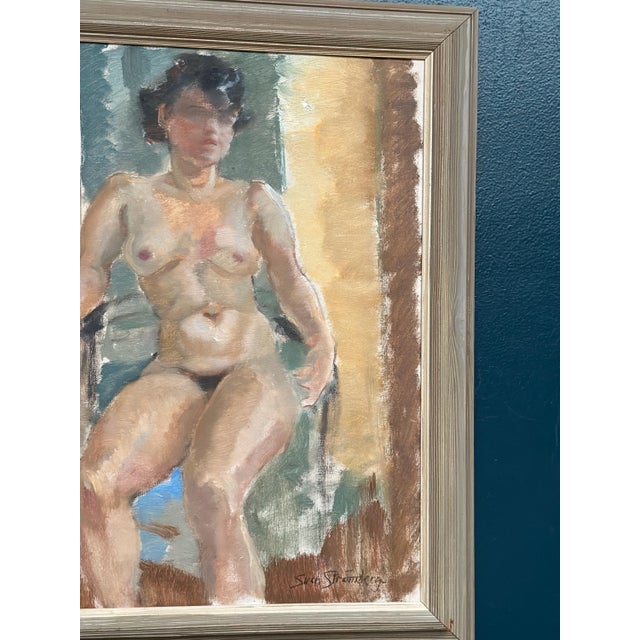 Sven Strömberg, Nude Seated Lady, 1950s, Oil Painting on Canvas, Framed For Sale - Image 4 of 14